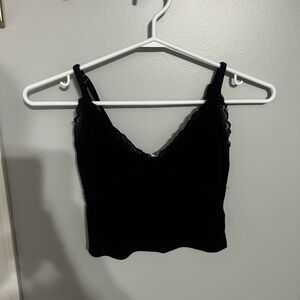 Black Lace Trim Cami Top